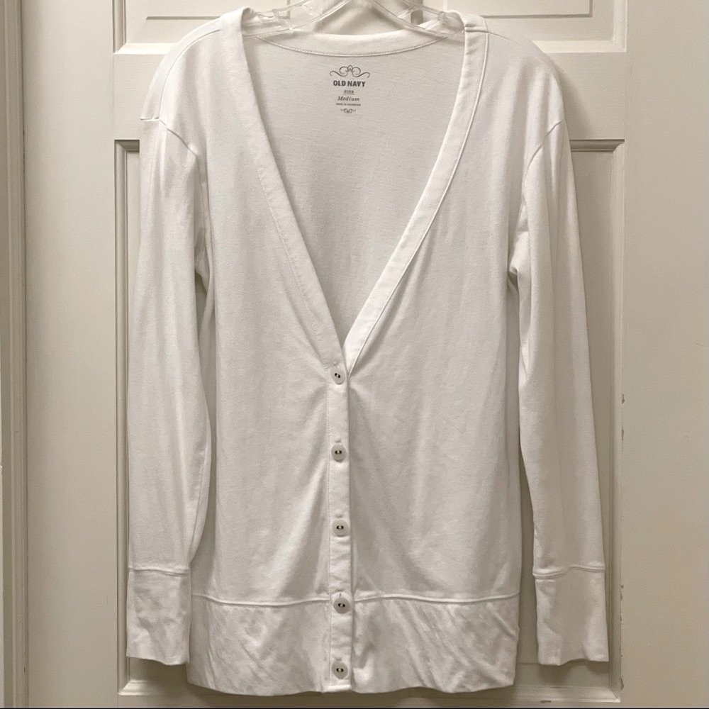 Old Navy White Long Sleeve 5 Button Top Size Medium
